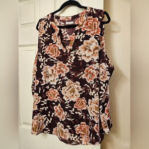 Maurices burgundy floral tank blouse 3x